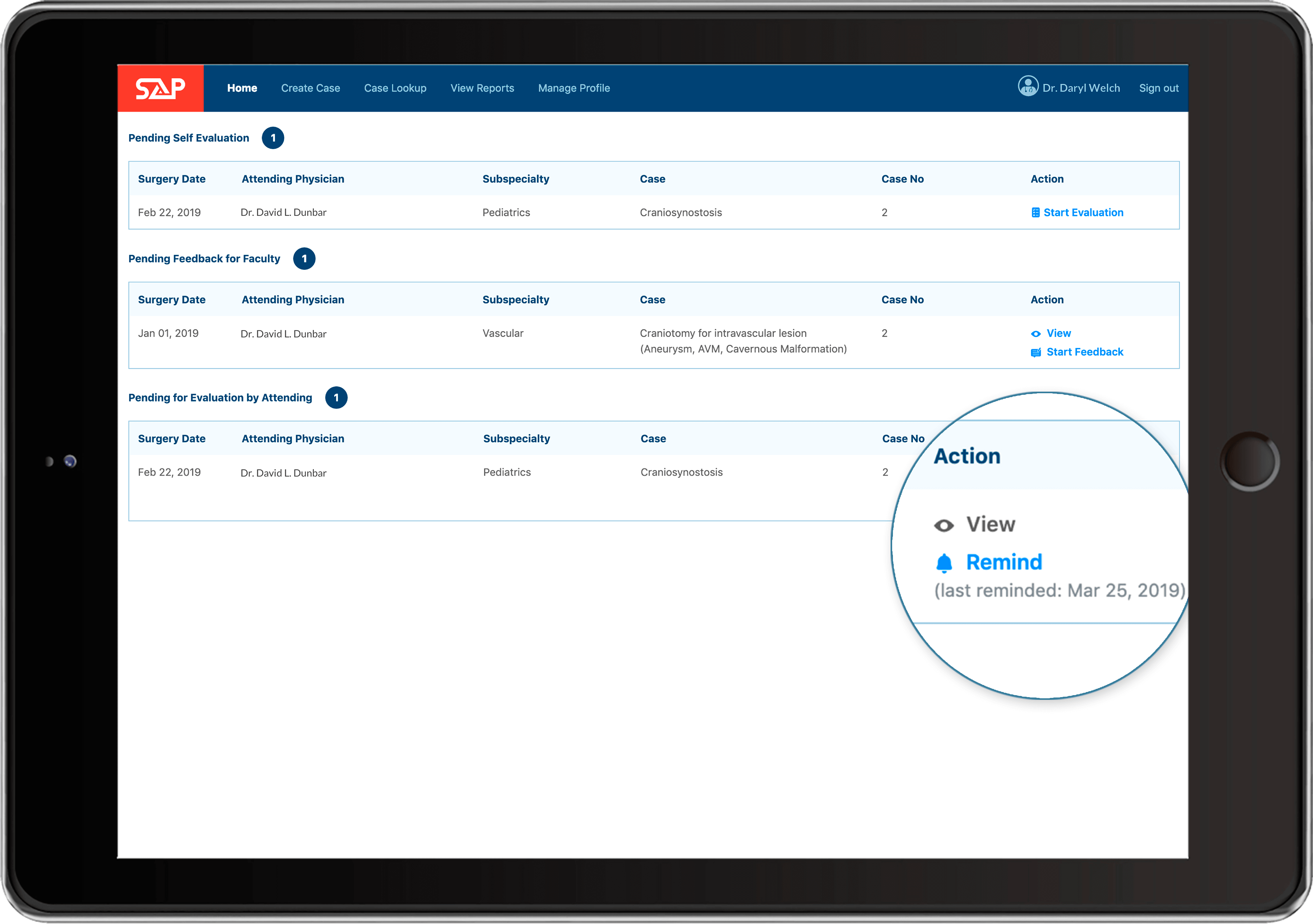 Surgical Autonomy Program application on a tablet